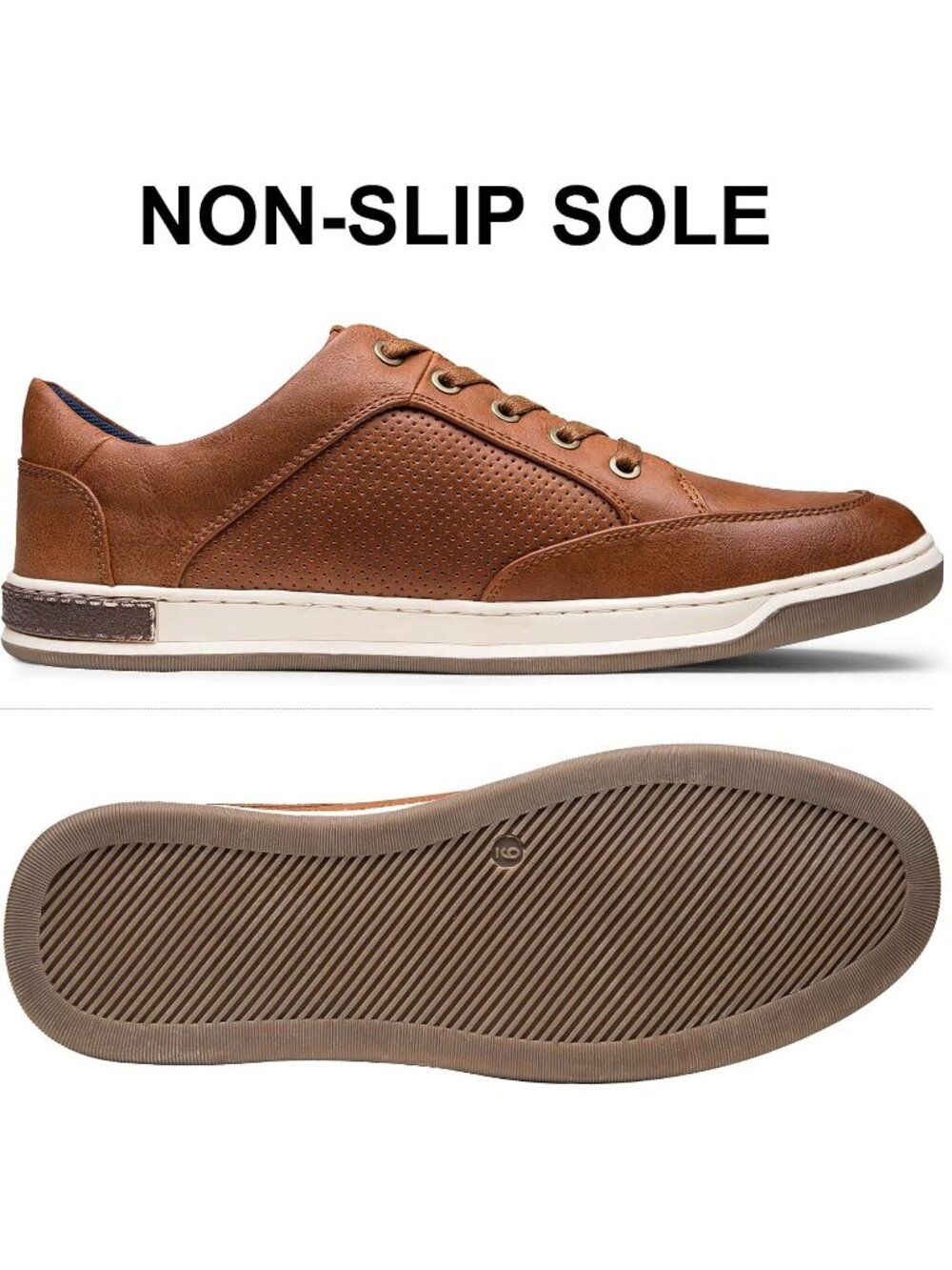 Men's Yellow Brown Coated Leather Comfortable Business Sneakers Casual Shoes - Picture 4 of 6